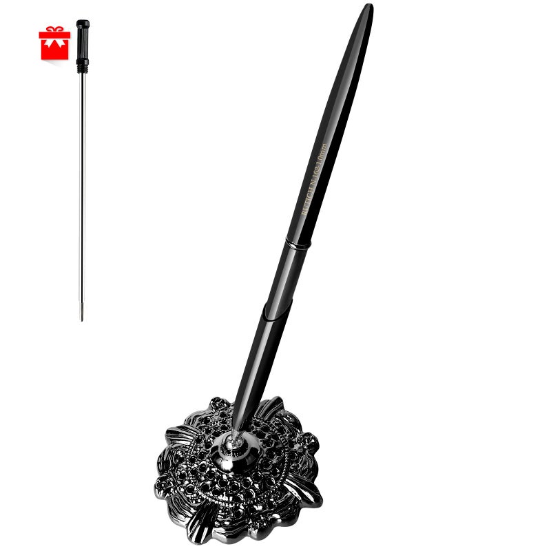 RUTICH Hollow Round Pen Holder Signing Pen Set for Wedding Bridal Opening Ceremony Graduation Offic, Blackâ€¦ - Image 1
